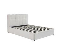 Lit coffre 140 x 190 cm - Tissu bouclette - Blanc - MAZIRI