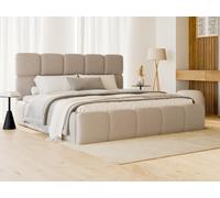 Lit coffre 140 x 190 cm - Tissu chiné - Beige + Matelas - DAMADO de Pascal Morabito