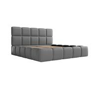 PASCAL MORABITO - lit 140 x 190 avec sommier - Lit Coffre 140 x 190 cm - Tissu Effet Cuir - Gris - DAMADO de