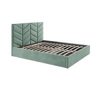 Lit coffre 140 x 190 cm - Tissu texturé - Vert amande - JUSTANI Vert amande
