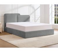 Lit coffre 140 x 190 cm - Velours côtelé - Gris - NAYOLA