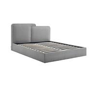 Lit coffre 140 x 190 cm - Velours côtelé - Gris - NAYOLA