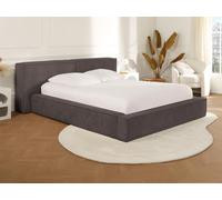 Lit coffre 140 x 190 cm - Velours côtelé - Taupe + Matelas - TIMANO de Pascal Morabito