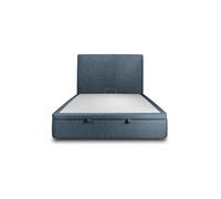 Lit coffre 140 x 190 x 39 cm en polyurethane sommier coffre pour 2 personnes de couleur bleu