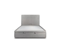 Lit coffre 140 x 190 x 39 cm en polyurethane sommier coffre pour 2 personnes de couleur gris