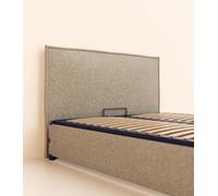 Lit coffre 140x190 cm - Gris - Avec tête de lit - Acier recy t lattes en bois - Grand volume de rangement - Fait en France - Tediber