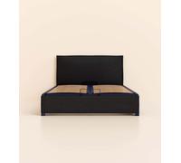 Lit coffre 140x190 cm - Noir Anthracite - Avec tête de lit - Acier recy t lattes en bois - Grand volume de rangement - Fait en France - Tediber