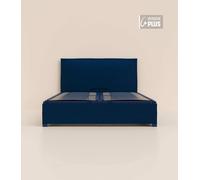 Lit coffre 140x190 cm Plus Plus - Bleu - Avec tête de lit - Acier recy t lattes en bois - Grand volume de rangement - Fait en France - Tediber