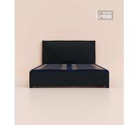 Lit coffre 140x190 cm Plus Plus - Noir Anthracite - Avec tête de lit - Acier recy t lattes en bois - Grand volume de rangement - Fait en France - Tediber