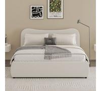 Concept Usine Lit coffre Plano 140 x 190 cm – design arrondi, velours côtelé beige