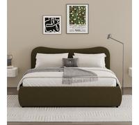 CONCEPT USINE | Lit Coffre 140x190 cm Plano Vert | Design Enveloppant et Tête Galbée | Velours Côtelé Doux | Sommier Inclus | Grand Coffre de Rangement | Élégant, Confortable et Pratique