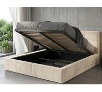 Lit Coffre 160 x 200 cm avec Sommier à Lattes, Lit Double Rembourré en Velours Cachemire, Coffre de Rangement, Tête de Lit Capitonnée, Charge jusqu'à 300 kg, Matelas Non Inclus (cachemire, 160x200)