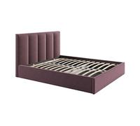 Vente-unique - Lit Coffre 160 x 200 cm avec tête de lit Coutures Verticales - Tissu - Bordeaux - KILACLO