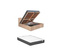 Lit coffre 160 x 200 cm - Coloris : Naturel + Matelas - ELPHEGE