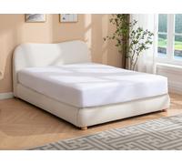 Lit coffre 160 x 200 cm - Tissu bouclette - Blanc + Matelas - VANARI