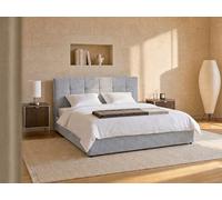 Lit coffre 160 x 200 cm - Tissu bouclette - Gris - MAZIRI