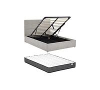 PASCAL MORABITO Vente-Unique - Lit 160x200 avec sommier et Matelas - Gris Clair - HOPEYA