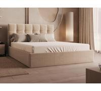 Lit coffre 160 x 200 cm - Velours - Beige - MIRDAL de