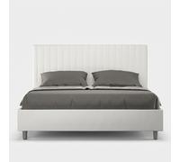 Lit rembourrée avec sommier 160x190 similicuir blanc Sunny -