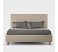 Lit rembourrée avec sommier 160x190 similicuir taupe Goya -