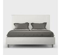 Lit rembourrée coffre 160x190 similicuir blanc Goya -