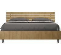 Lit coffre 160x190 tête de lit droite à lattes en chêne Ankel