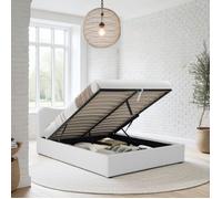 LIT COFFRE 160x200 CM COCOON+ SOMMIER / Tissu Bouclette Blanc