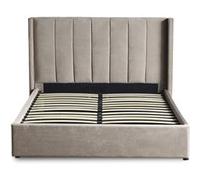 Lit coffre 160x200 cm velours taupe capitonné Loria Beige G