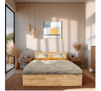 Lit coffre 160x200cm MILO avec tête de lit + sommier/ Chêne massif huilé