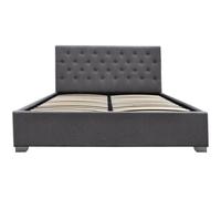 Lit coffre 162 x 202 x 28 cm en contreplaque sommier a lattes pour 2 personnes de couleur gris