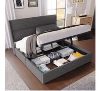 Lit coffre 180 x 200 cm avec appuie-tête réglables, Lit rembourré Lit double, velours, Cadre de lit, Gris