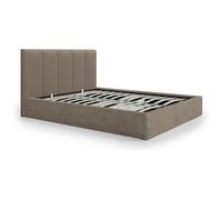 Vente-unique-Lit Coffre 180 x 200 cm avec tête de lit Coutures Verticales - Tissu - Taupe - KILACLO