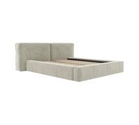 Lit coffre 180 x 200 cm - Tissu bouclette - Beige - TIMANO de