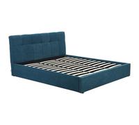 Lit coffre 180 x 200 cm - Tissu bouclette - Bleu canard - MAZIRI