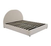 Lit coffre 180 x 200 cm - Tissu bouclette - Crème - LIRIMO