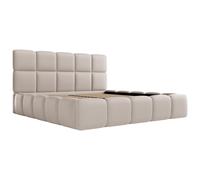 Lit coffre 180 x 200 cm - Tissu effet cuir - Beige - DAMADO II de Pascal Morabito