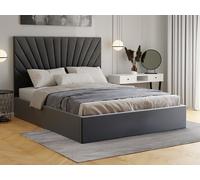 Lit coffre 180 x 200 cm - Velours - Gris anthracite + Matelas - RILIODA
