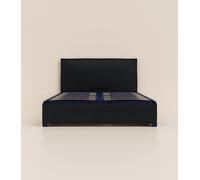 Lit coffre 180x200 cm - Noir Anthracite - Avec tête de lit - Acier recyclé et lattes en bois - Grand volume de rangement - Fait en France - Tediber