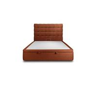 Lit coffre 190 x 140 x 39 cm en polyurethane sommier coffre pour 2 personnes de couleur rouge