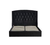 Lit Coffre 2 places 160x200 cm SULTAN velours sommier intégré - Noir