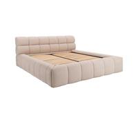 Lit coffre 200 x 200 cm - Tissu - Beige - FORVIK de