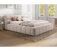 Lit coffre 200 x 200 cm - Tissu - Beige - FORVIK de