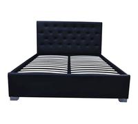 Lit coffre 217 x 168 x 108 cm en chrome sommier a lattes pour 2 personnes de couleur noir