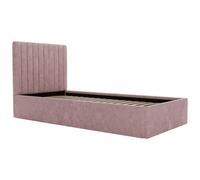 Lit coffre 90 x 190 cm avec tête de lit coutures verticales - Tissu - Rose - SARAH
