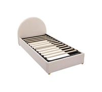 Lit coffre 90 x 190 cm - Tissu bouclette - Crème - LIRIMO