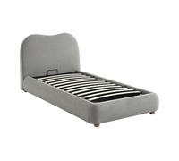 Lit coffre 90 x 190 cm - Tissu - Gris clair - VANARI