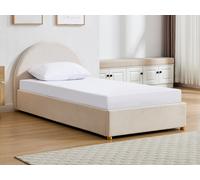 Lit coffre 90 x 190 cm - Velours côtelé - Beige - LIRIMO