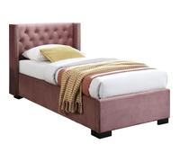 Lit coffre 90 x 200 cm avec tête de lit capitonnée - Velours - Rose - MASSIMO