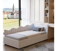 Lit Coffre 90x200 cm, Canapé Lit Enfant 1 Place avec Rangement Hydraulique et LED, Canapé Lits Rembourré Multifonction Lits Banquette avec Sommier à Lattes pour Enfants, Adolescents, Velours Teddy