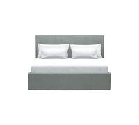 Lit coffre adulte MARTIN - Couchage 140x190 cm - Gris clair - Sommier a lattes Gris